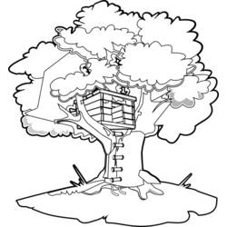 Dibujo para colorear: Casa del árbol (Edificios y Arquitectura) #66018 - Dibujos para Colorear e Imprimir Gratis