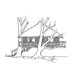 Dibujo para colorear: Casa del árbol (Edificios y Arquitectura) #66040 - Dibujos para Colorear e Imprimir Gratis