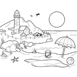 Dibujo para colorear: Playa (Naturaleza) #158970 - Dibujos para Colorear e Imprimir Gratis