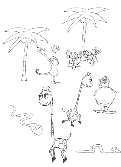 Dibujo para colorear: Animales salvajes / de la selva (Animales) #21200 - Dibujos para Colorear e Imprimir Gratis
