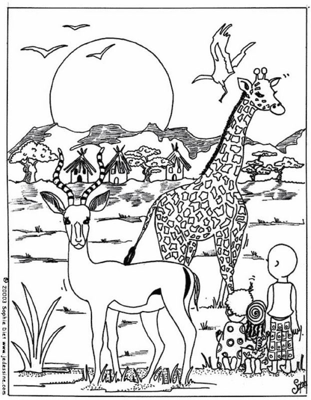 Dibujo para colorear: Animales salvajes / de la selva (Animales) #21305 - Dibujos para colorear