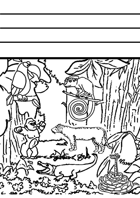 Dibujo para colorear: Animales salvajes / de la selva (Animales) #21322 - Dibujos para colorear
