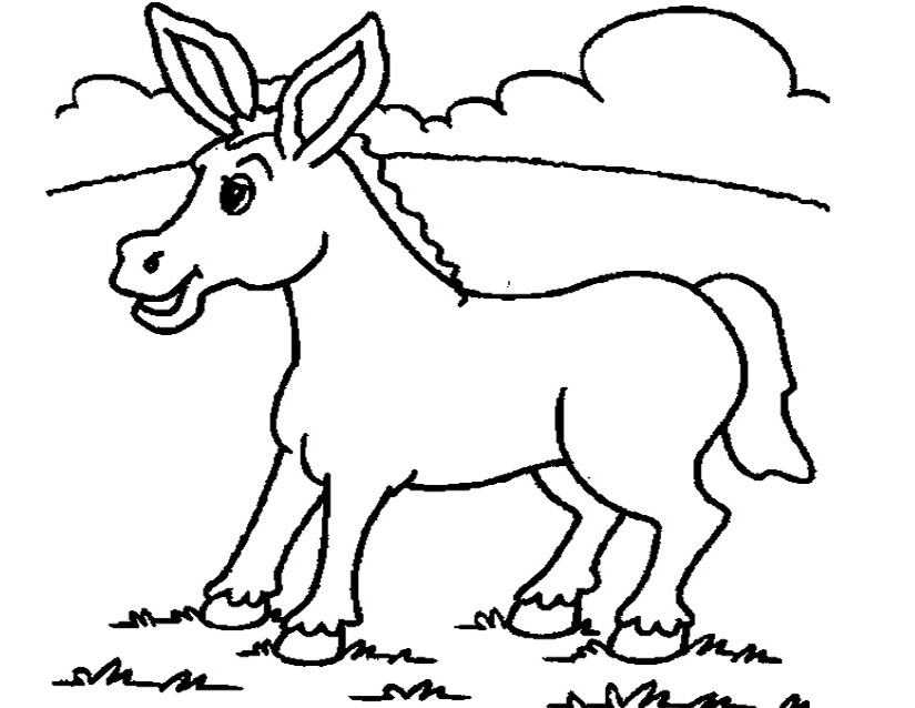 Dibujo para colorear: Burro (Animales) #480 - Dibujos para colorear