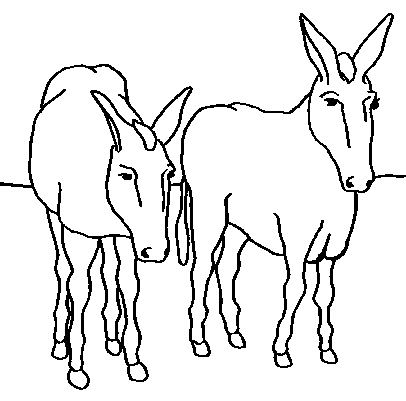 Dibujo para colorear: Burro (Animales) #538 - Dibujos para colorear
