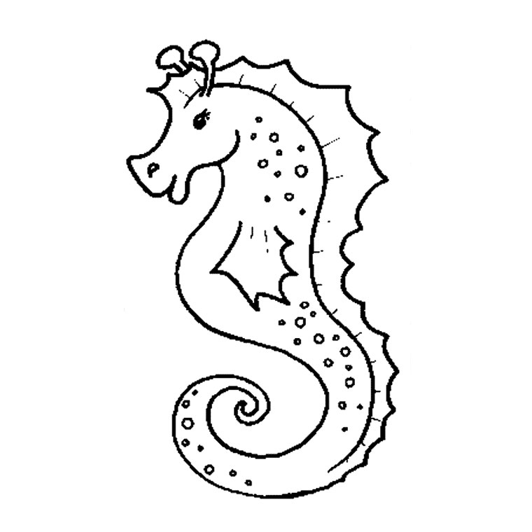 Dibujo para colorear: Caballito de mar (Animales) #18594 - Dibujos para colorear