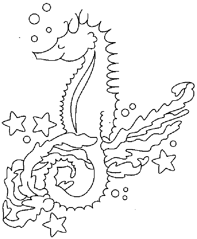 Dibujo para colorear: Caballito de mar (Animales) #18620 - Dibujos para colorear