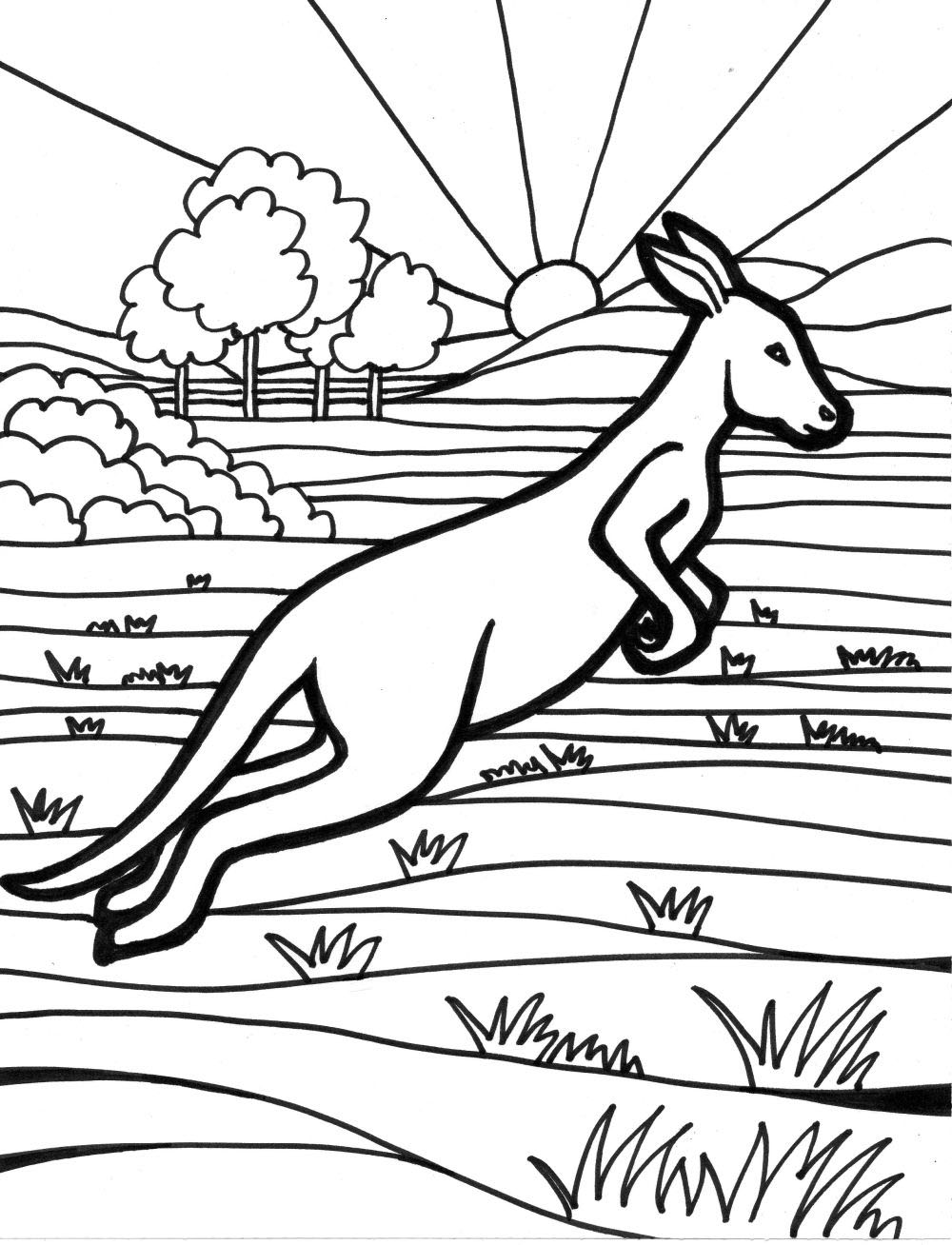 Dibujo para colorear: Canguro (Animales) #9161 - Dibujos para Colorear e Imprimir Gratis