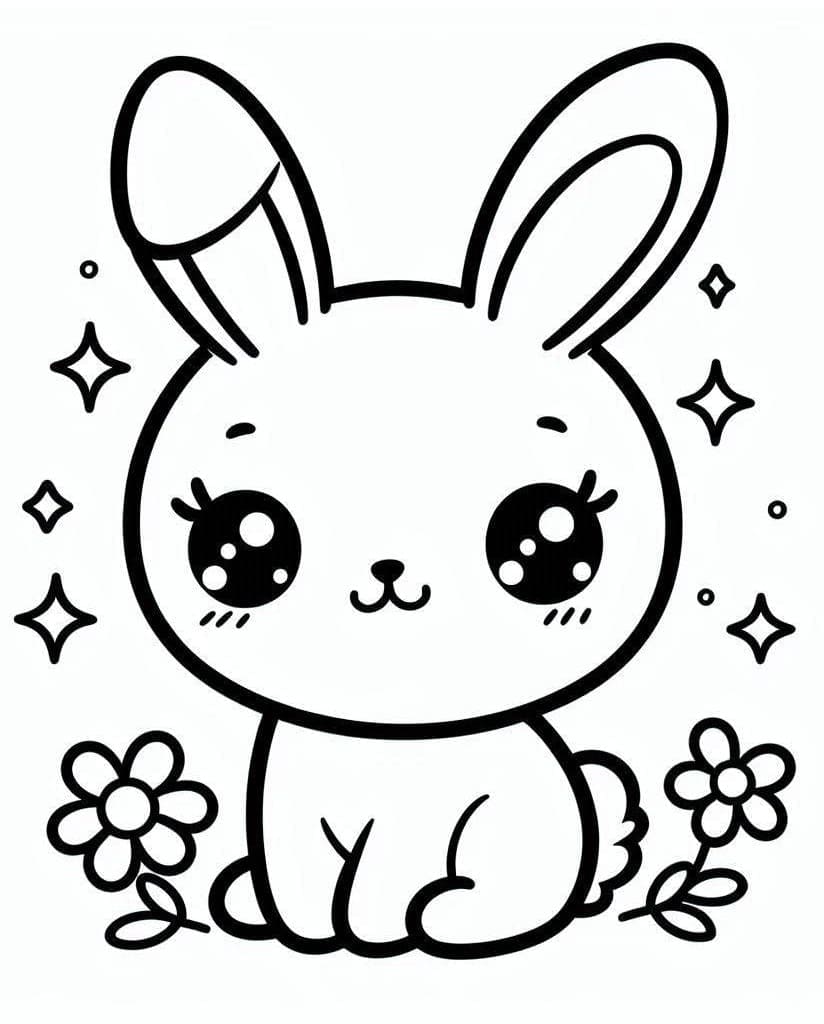 Dibujo para colorear: Conejo Kawaii (Animales) #219213 - Dibujos para Colorear e Imprimir Gratis