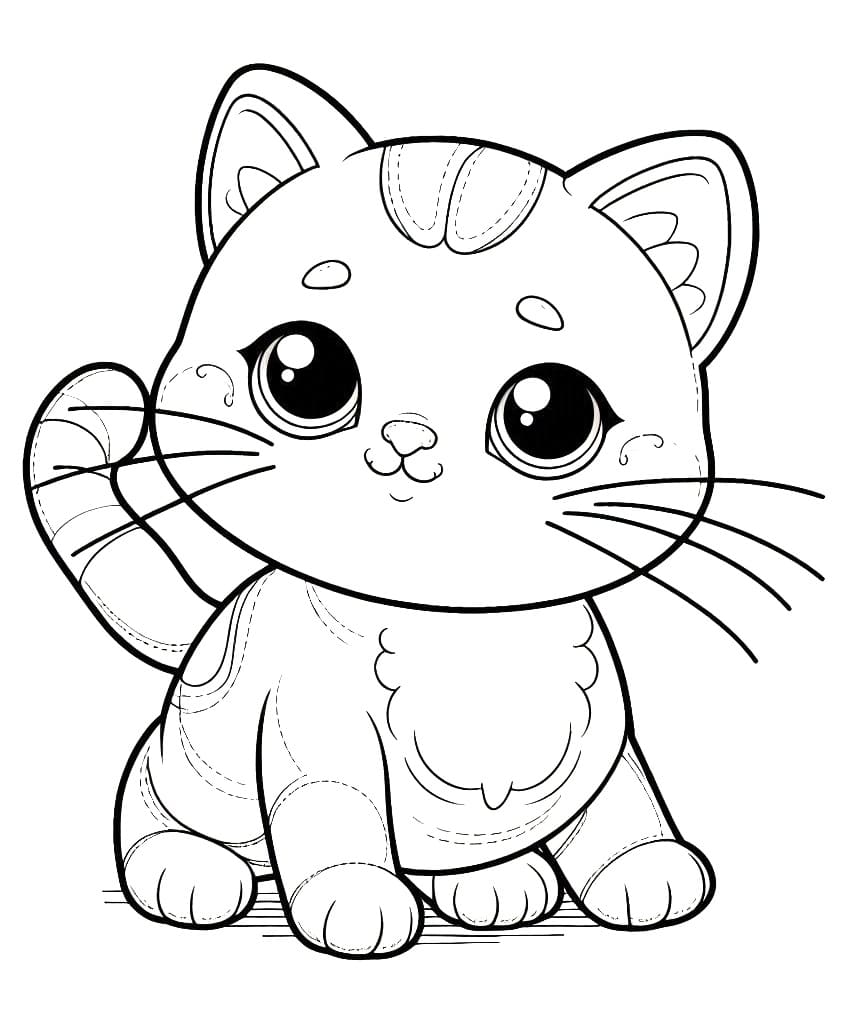 Dibujo para colorear: Gato Kawaii (Animales) #216269 - Dibujos para Colorear e Imprimir Gratis