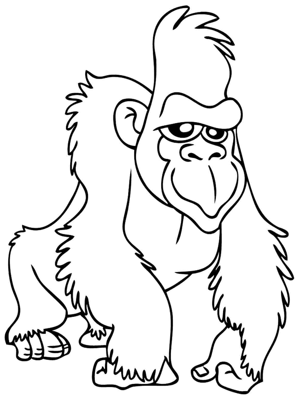 Dibujos de Gorila (Animales) para colorear – Páginas imprimibles gratis