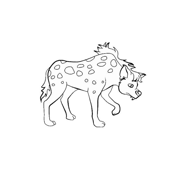 Dibujo de Hiena rayada gruñendo a su presa para colorear