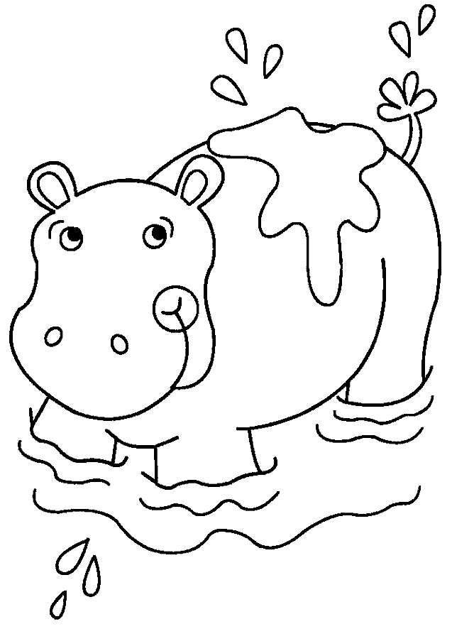 Dibujo para colorear: Hipopótamo (Animales) #8613 - Dibujos para Colorear e Imprimir Gratis