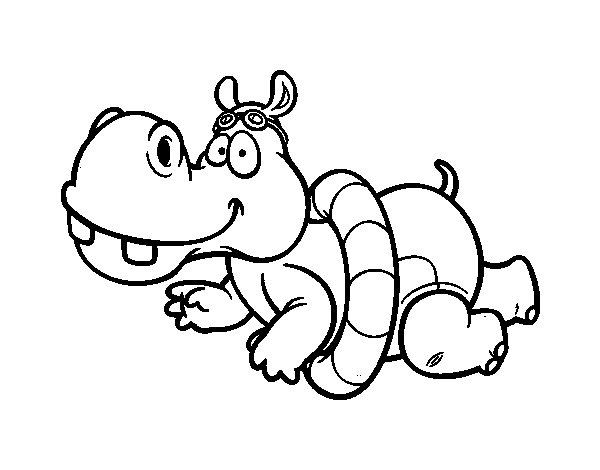 Dibujo para colorear: Hipopótamo (Animales) #8692 - Dibujos para Colorear e Imprimir Gratis