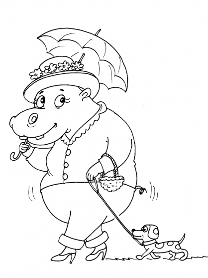 Dibujo para colorear: Hipopótamo (Animales) #8728 - Dibujos para Colorear e Imprimir Gratis