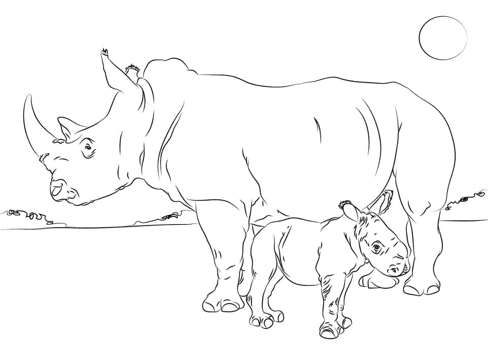 Dibujo gratuito Rinoceronte #206659 de la coleccion Animales para imprimir