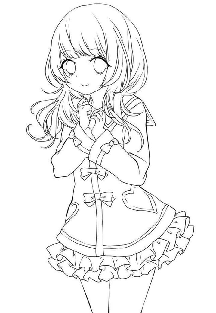 Dibujo para colorear: Chica Manga (Anime y Manga) #190661 - Dibujos para Colorear e Imprimir Gratis