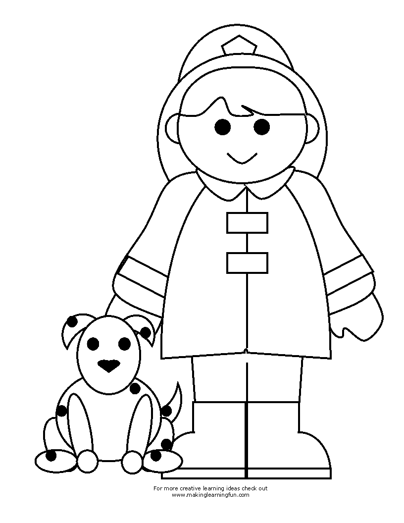 Dibujo para colorear: Bombero (Carreras y Profesiones) #105513 - Dibujos para Colorear e Imprimir Gratis