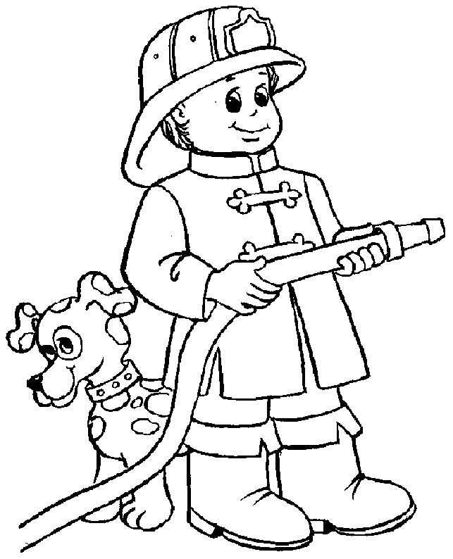 Dibujo para colorear: Bombero (Carreras y Profesiones) #105514 - Dibujos para Colorear e Imprimir Gratis