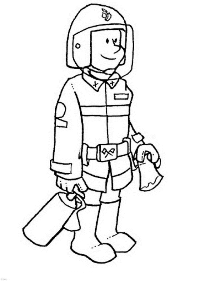 Dibujo para colorear: Bombero (Carreras y Profesiones) #105515 - Dibujos para Colorear e Imprimir Gratis