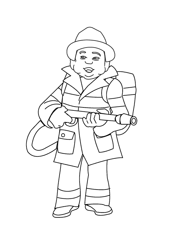 Dibujo para colorear: Bombero (Carreras y Profesiones) #105579 - Dibujos para Colorear e Imprimir Gratis