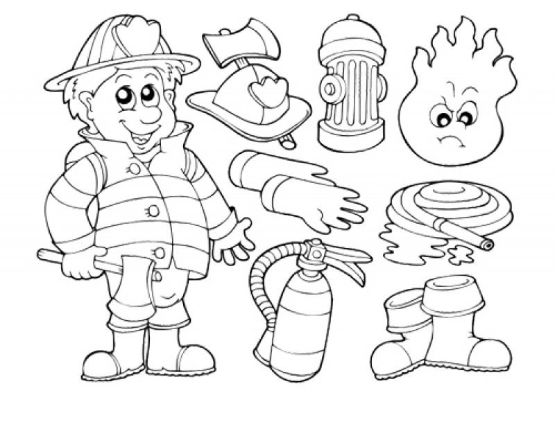 Dibujo para colorear: Bombero (Carreras y Profesiones) #105580 - Dibujos para Colorear e Imprimir Gratis