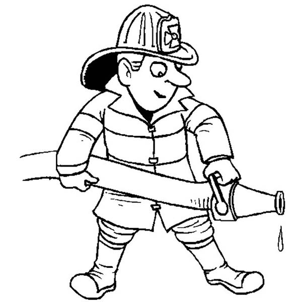 Dibujo para colorear: Bombero (Carreras y Profesiones) #105609 - Dibujos para Colorear e Imprimir Gratis