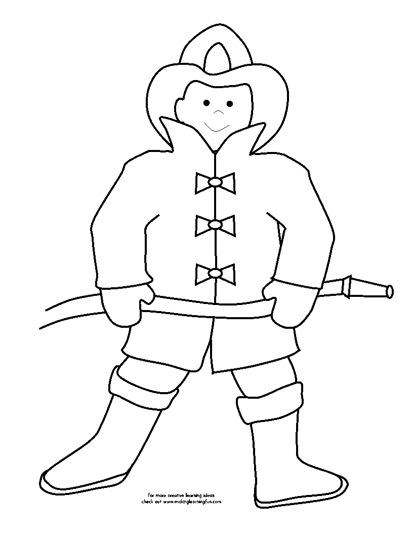 Dibujo para colorear: Bombero (Carreras y Profesiones) #105645 - Dibujos para Colorear e Imprimir Gratis