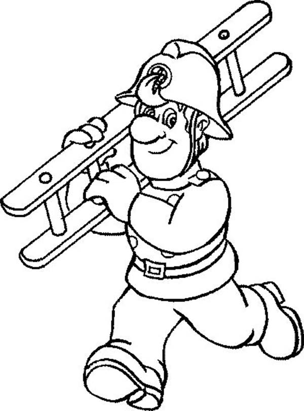 Dibujo para colorear: Bombero (Carreras y Profesiones) #105674 - Dibujos para Colorear e Imprimir Gratis