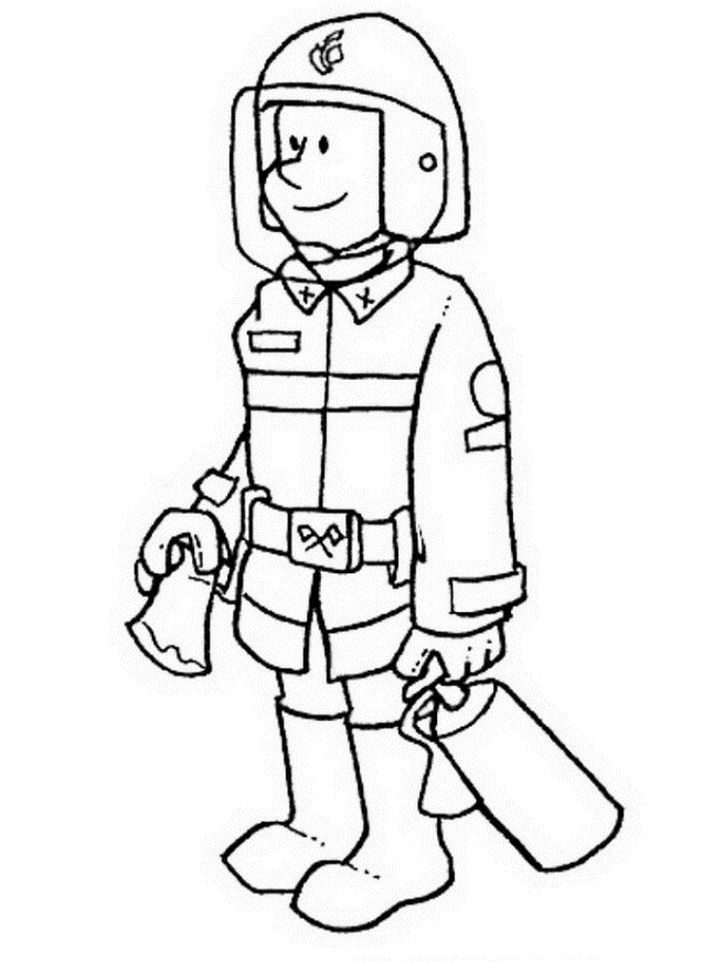 Dibujo para colorear: Bombero (Carreras y Profesiones) #105727 - Dibujos para Colorear e Imprimir Gratis