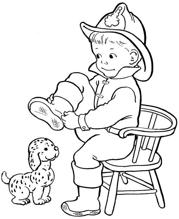 Dibujo para colorear: Bombero (Carreras y Profesiones) #105751 - Dibujos para Colorear e Imprimir Gratis