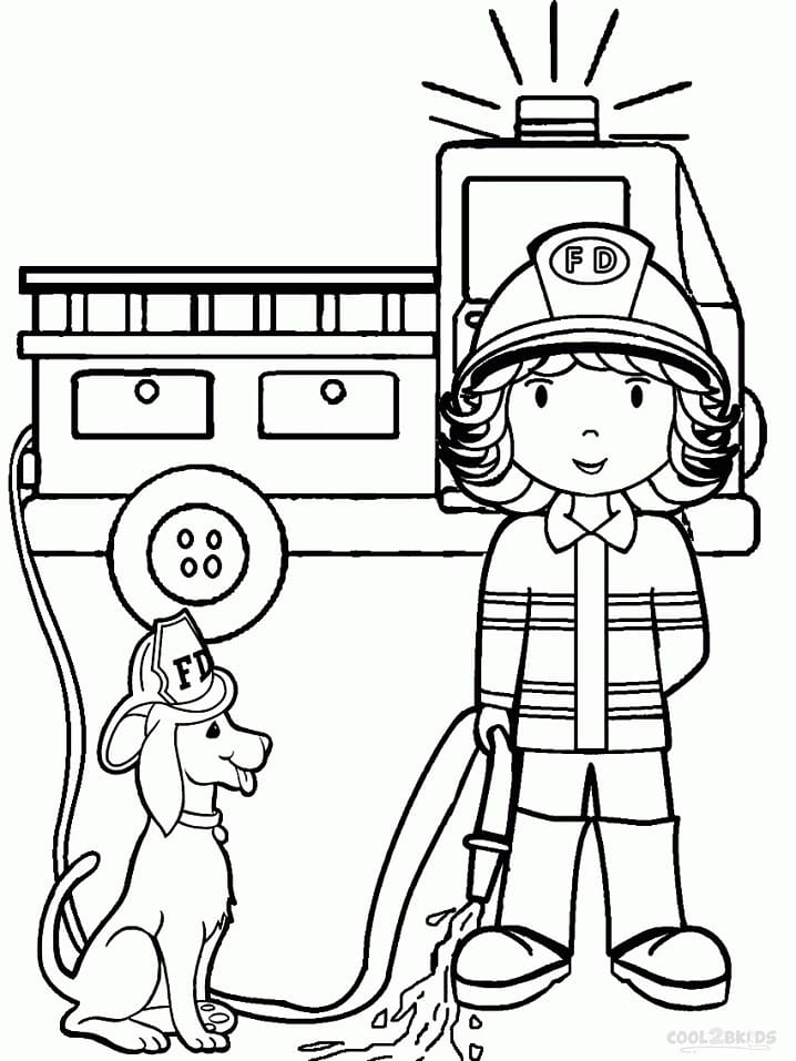 Dibujo gratuito Bombero #177494 de la coleccion Carreras y Profesiones para imprimir