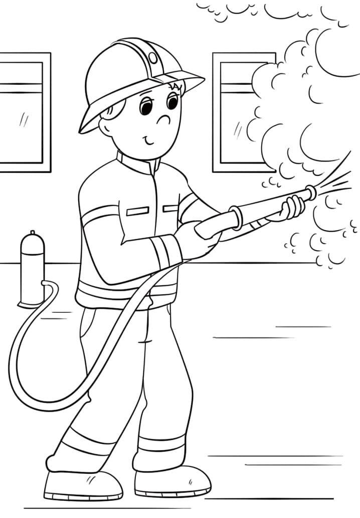 Dibujo gratuito Bombero #177505 de la coleccion Carreras y Profesiones para imprimir