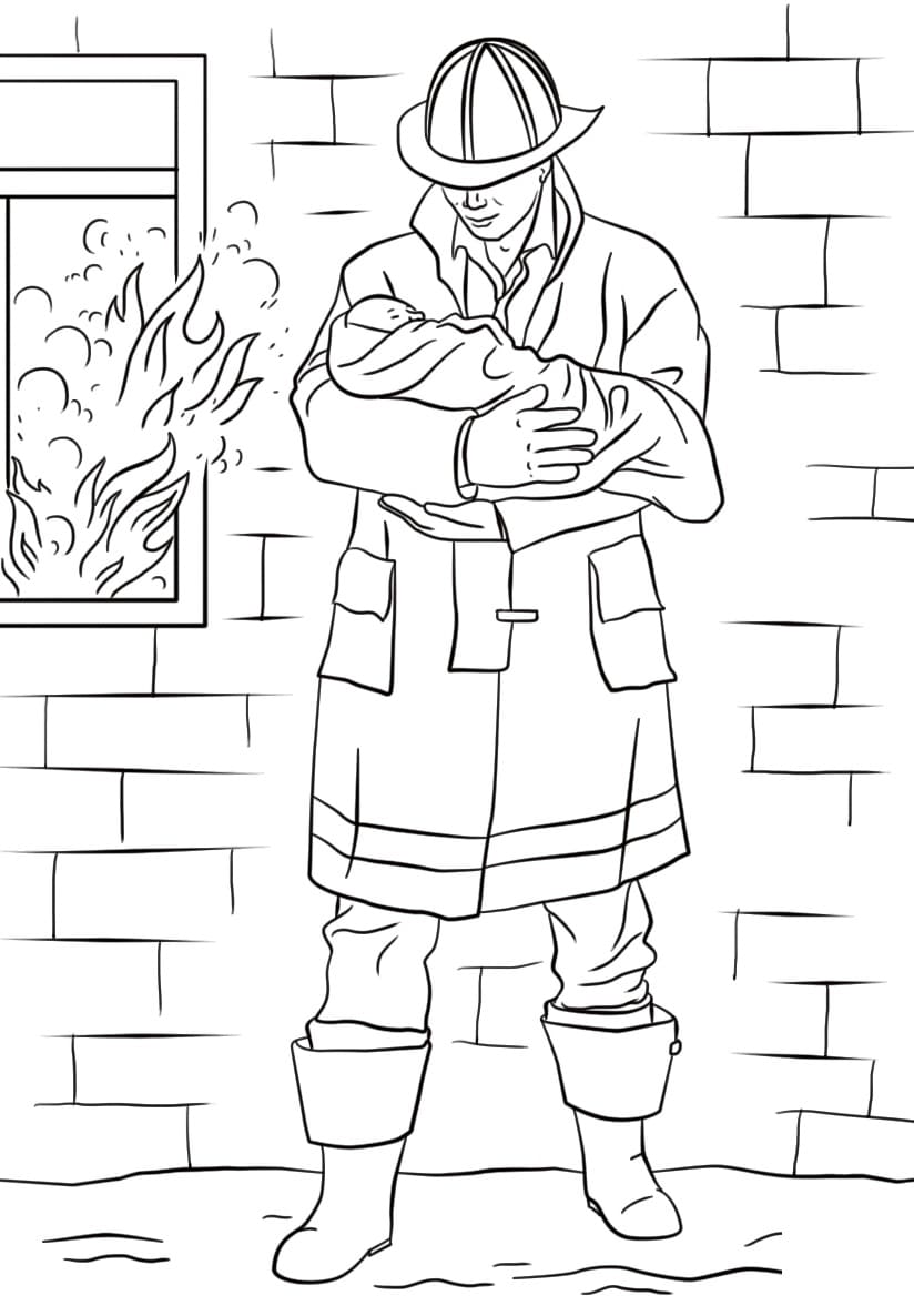 Dibujo gratuito Bombero #177514 de la coleccion Carreras y Profesiones para imprimir