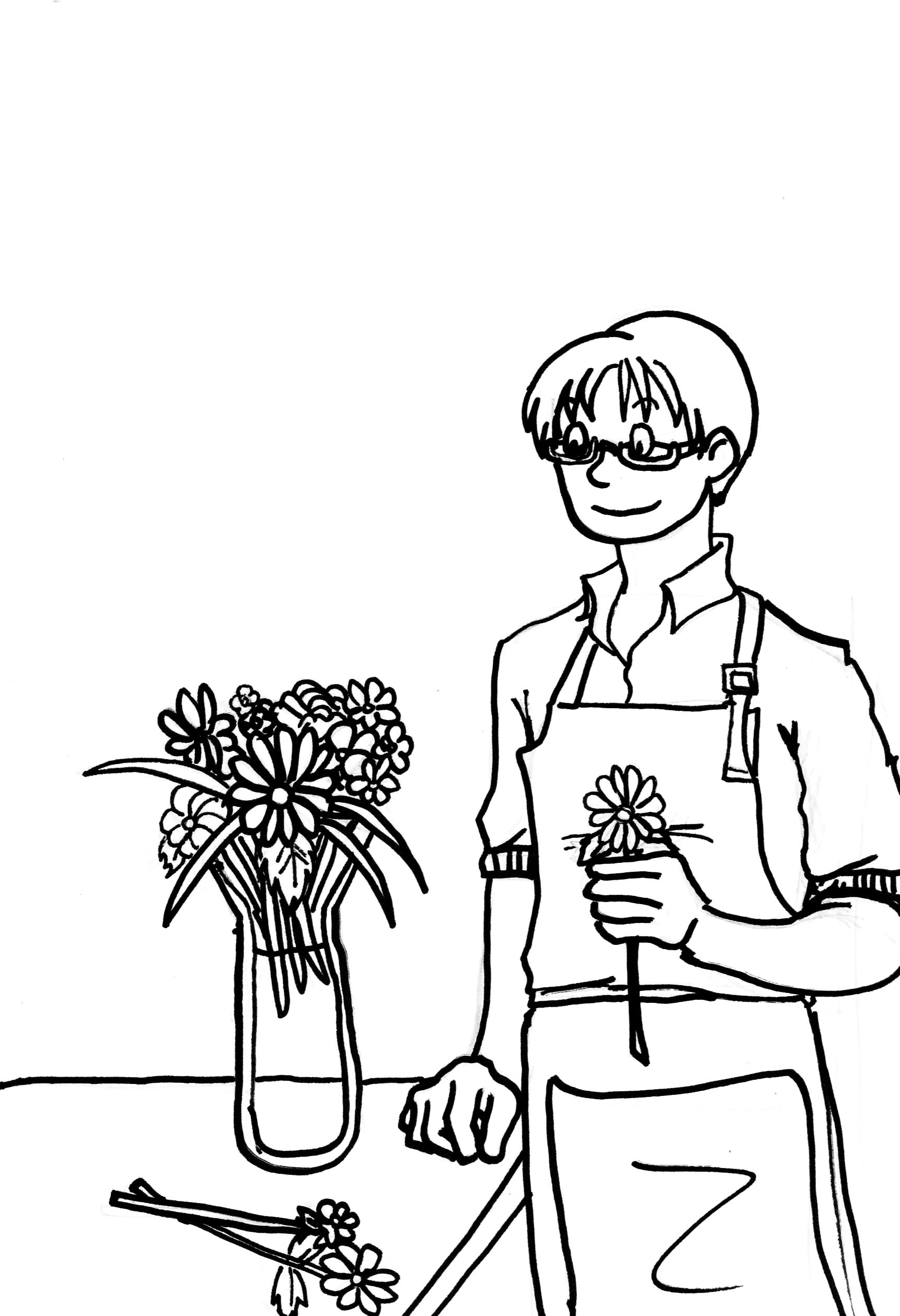 Dibujo gratuito Florista #170346 de la coleccion Carreras y Profesiones para imprimir