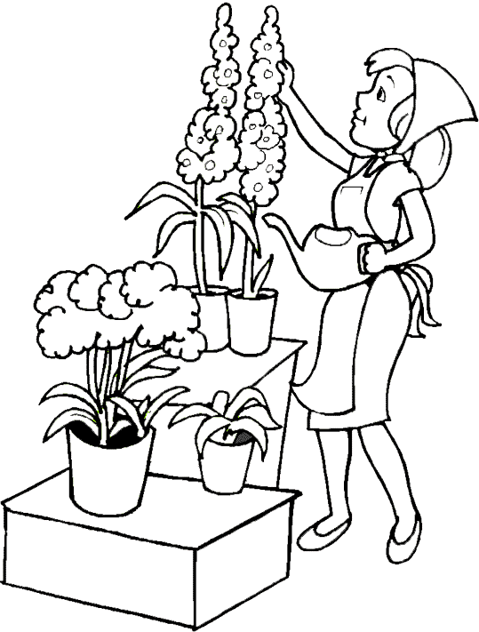 Dibujo gratuito Florista #170351 de la coleccion Carreras y Profesiones para imprimir
