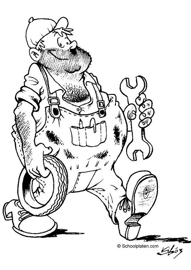 Dibujo para colorear: Mecánico (Carreras y Profesiones) #101753 - Dibujos para Colorear e Imprimir Gratis