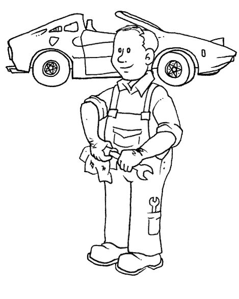 Dibujo para colorear: Mecánico (Carreras y Profesiones) #101761 - Dibujos para Colorear e Imprimir Gratis