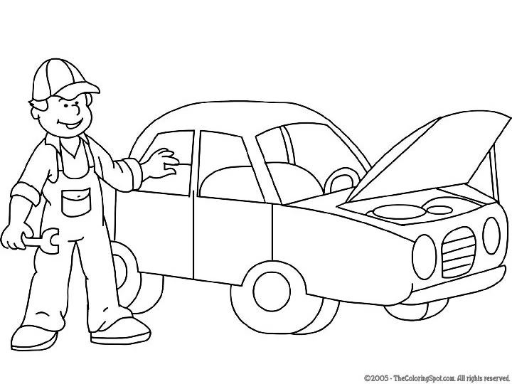 Dibujo para colorear: Mecánico (Carreras y Profesiones) #101766 - Dibujos para Colorear e Imprimir Gratis