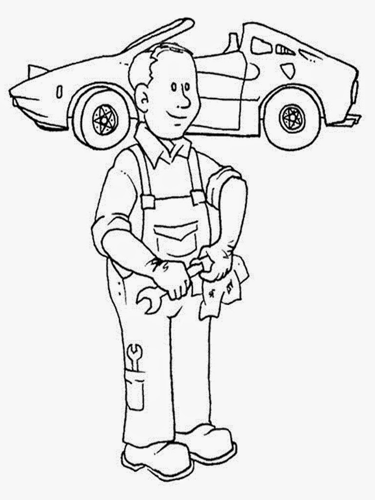 Dibujo para colorear: Mecánico (Carreras y Profesiones) #101781 - Dibujos para Colorear e Imprimir Gratis