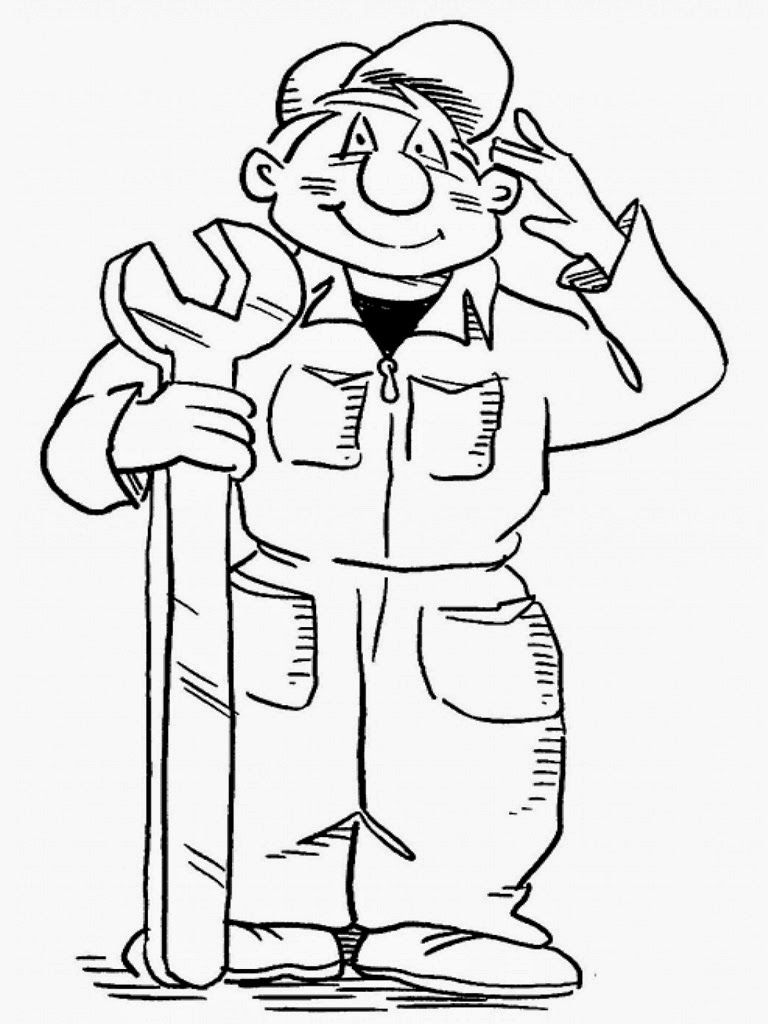 Dibujo para colorear: Mecánico (Carreras y Profesiones) #101794 - Dibujos para Colorear e Imprimir Gratis