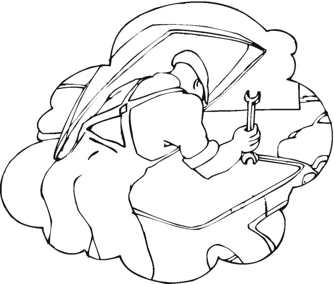 Dibujo para colorear: Mecánico (Carreras y Profesiones) #101799 - Dibujos para Colorear e Imprimir Gratis