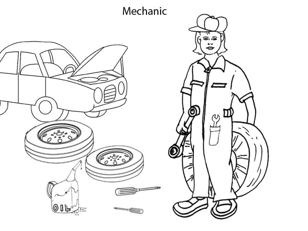 Dibujo para colorear: Mecánico (Carreras y Profesiones) #205747 - Dibujos para Colorear e Imprimir Gratis