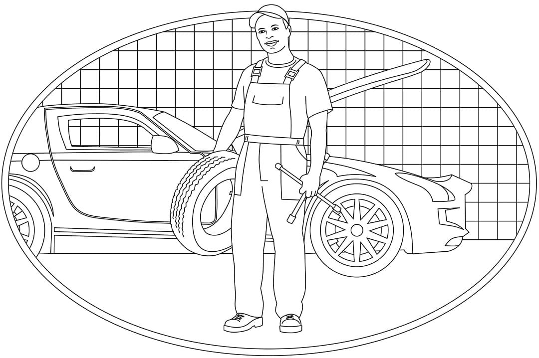Dibujo para colorear: Mecánico (Carreras y Profesiones) #205748 - Dibujos para Colorear e Imprimir Gratis