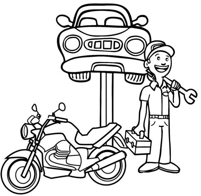 Dibujo para colorear: Mecánico (Carreras y Profesiones) #205749 - Dibujos para Colorear e Imprimir Gratis