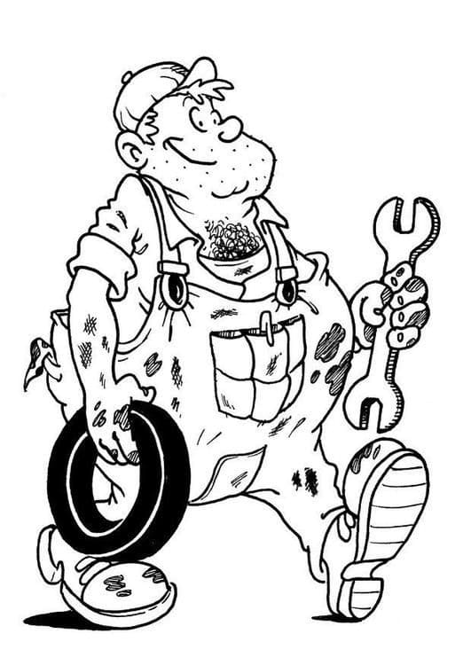 Dibujo para colorear: Mecánico (Carreras y Profesiones) #205751 - Dibujos para Colorear e Imprimir Gratis