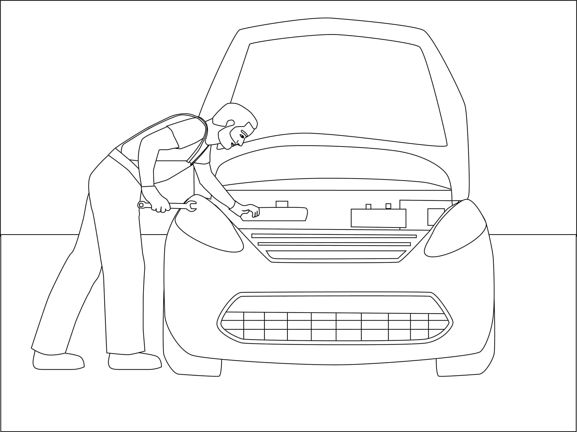 Dibujo para colorear: Mecánico (Carreras y Profesiones) #205752 - Dibujos para Colorear e Imprimir Gratis