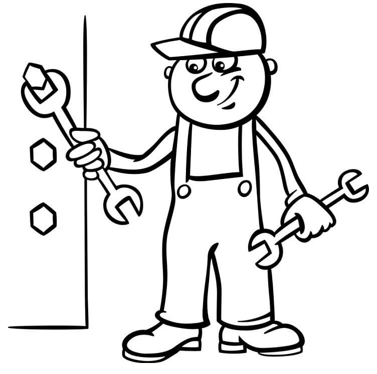 Dibujo para colorear: Mecánico (Carreras y Profesiones) #205757 - Dibujos para Colorear e Imprimir Gratis