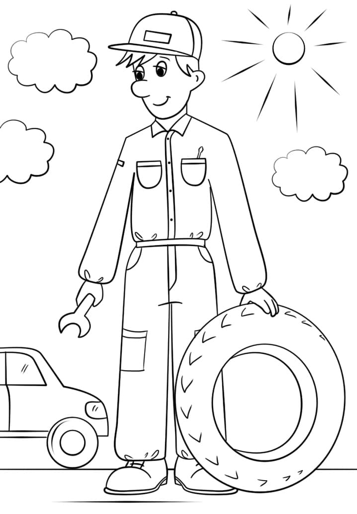Dibujo para colorear: Mecánico (Carreras y Profesiones) #205758 - Dibujos para Colorear e Imprimir Gratis