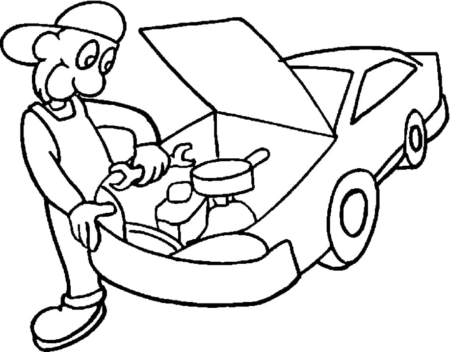 Dibujo para colorear: Mecánico (Carreras y Profesiones) #205762 - Dibujos para Colorear e Imprimir Gratis