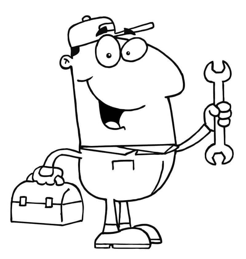 Dibujo para colorear: Mecánico (Carreras y Profesiones) #205763 - Dibujos para Colorear e Imprimir Gratis